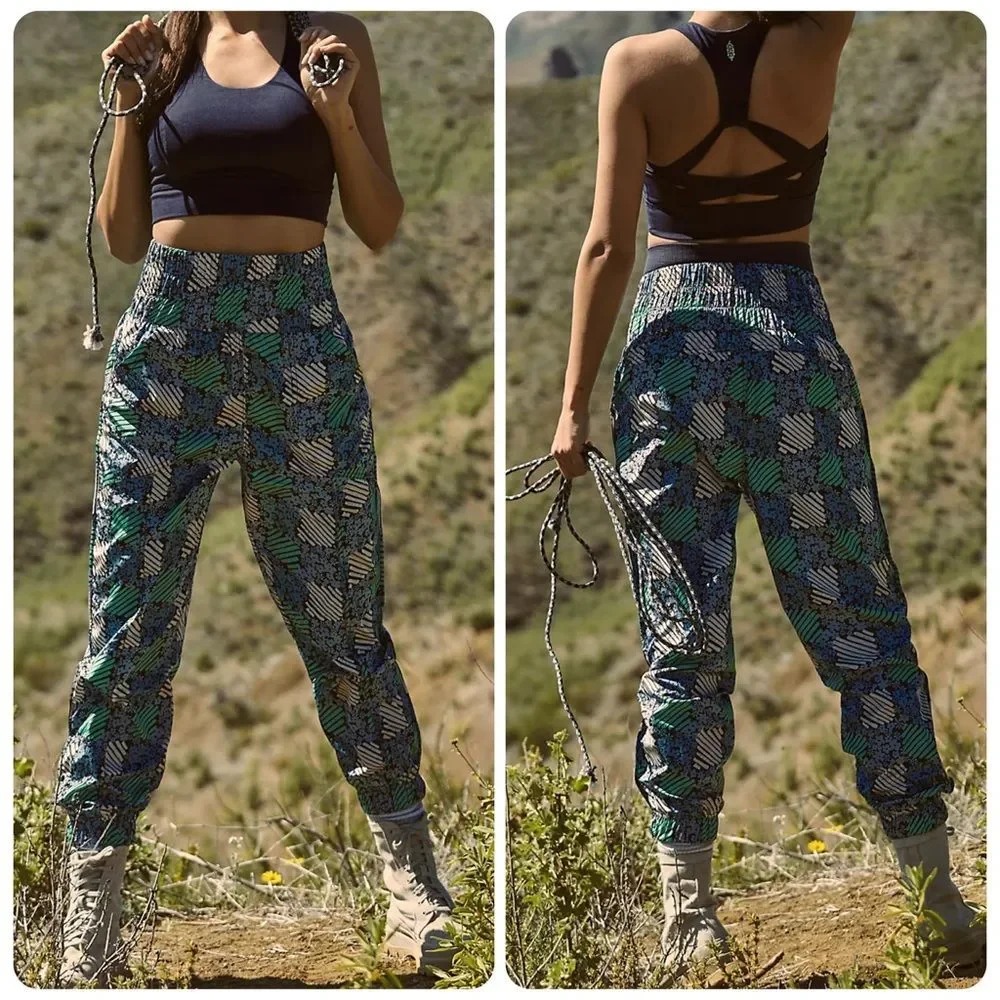 Free People Movement The Way Home Printed Jogger in Daisy Check Combo | XS